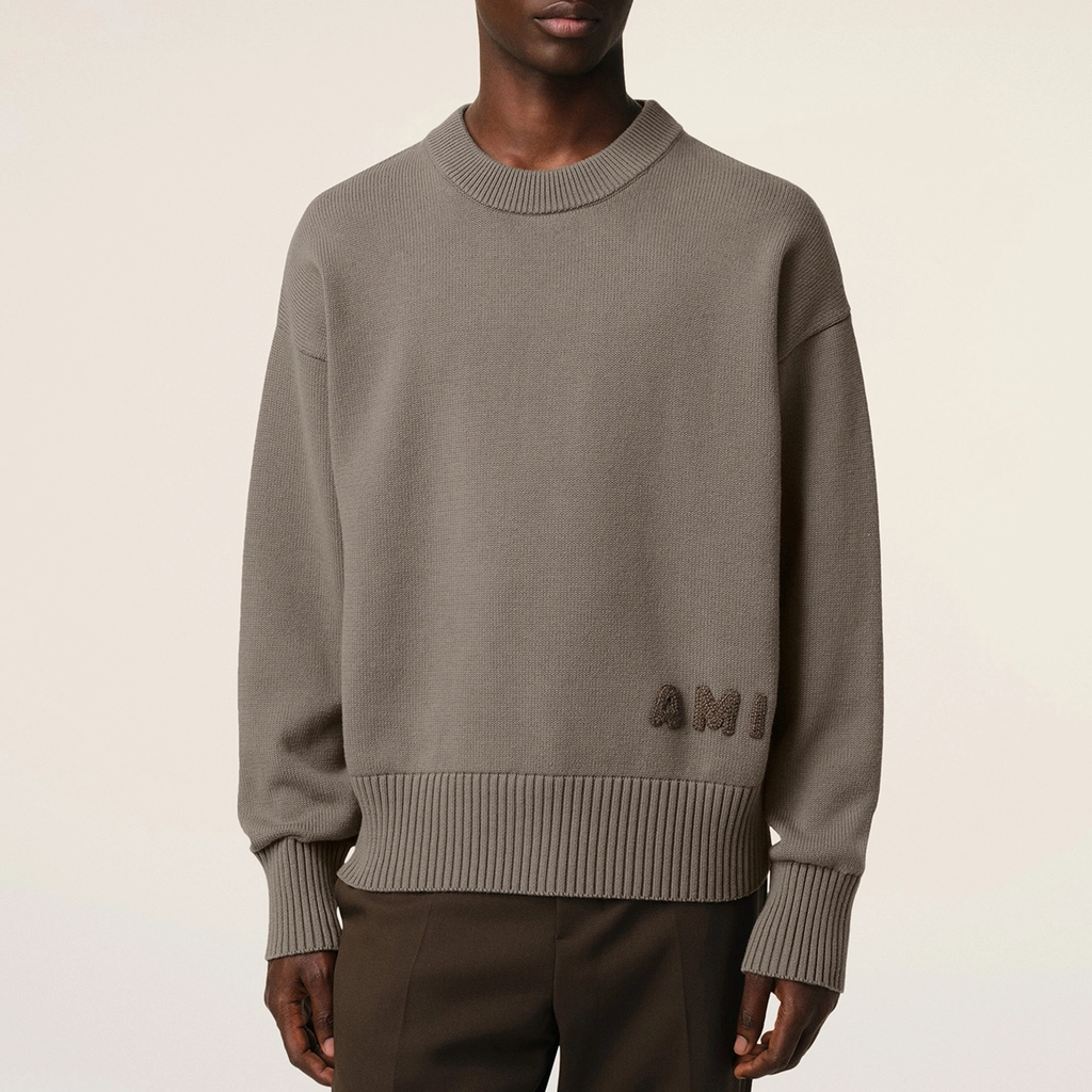 AMI Paris Logo Cotton-Blend Knit Jumper - M